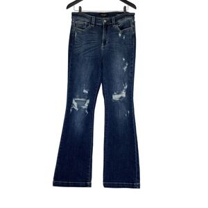 Judy Blue Distressed Bootcut Jeans Medium Wash Blue Womens 9/29 Inseam 31"